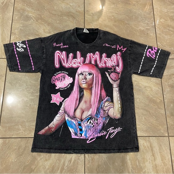 Nicki Minaj Crazy Barbie Shirt Vintage Wash Size XL AOP Double Sided - Picture 1 of 5